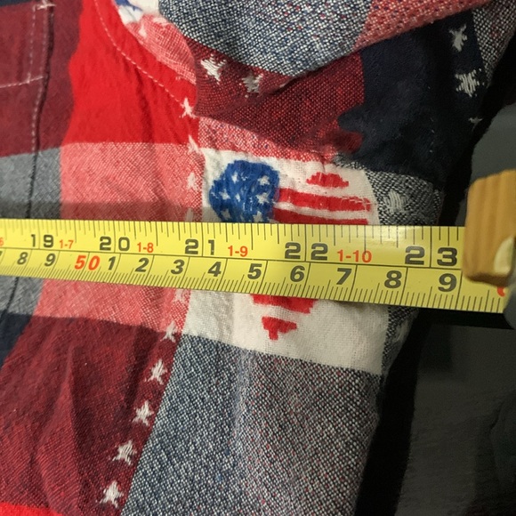 Plaid Patriotic Vintage Heart American Flag Button Down Collar Shirt checkered - Picture 10 of 11